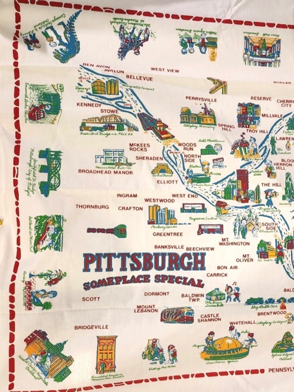 TABLECLOTH PITTSBURGH SOMEPLACE SPECIAL VINTAGE NEW 52 X 72 1980 THREE RIVERS